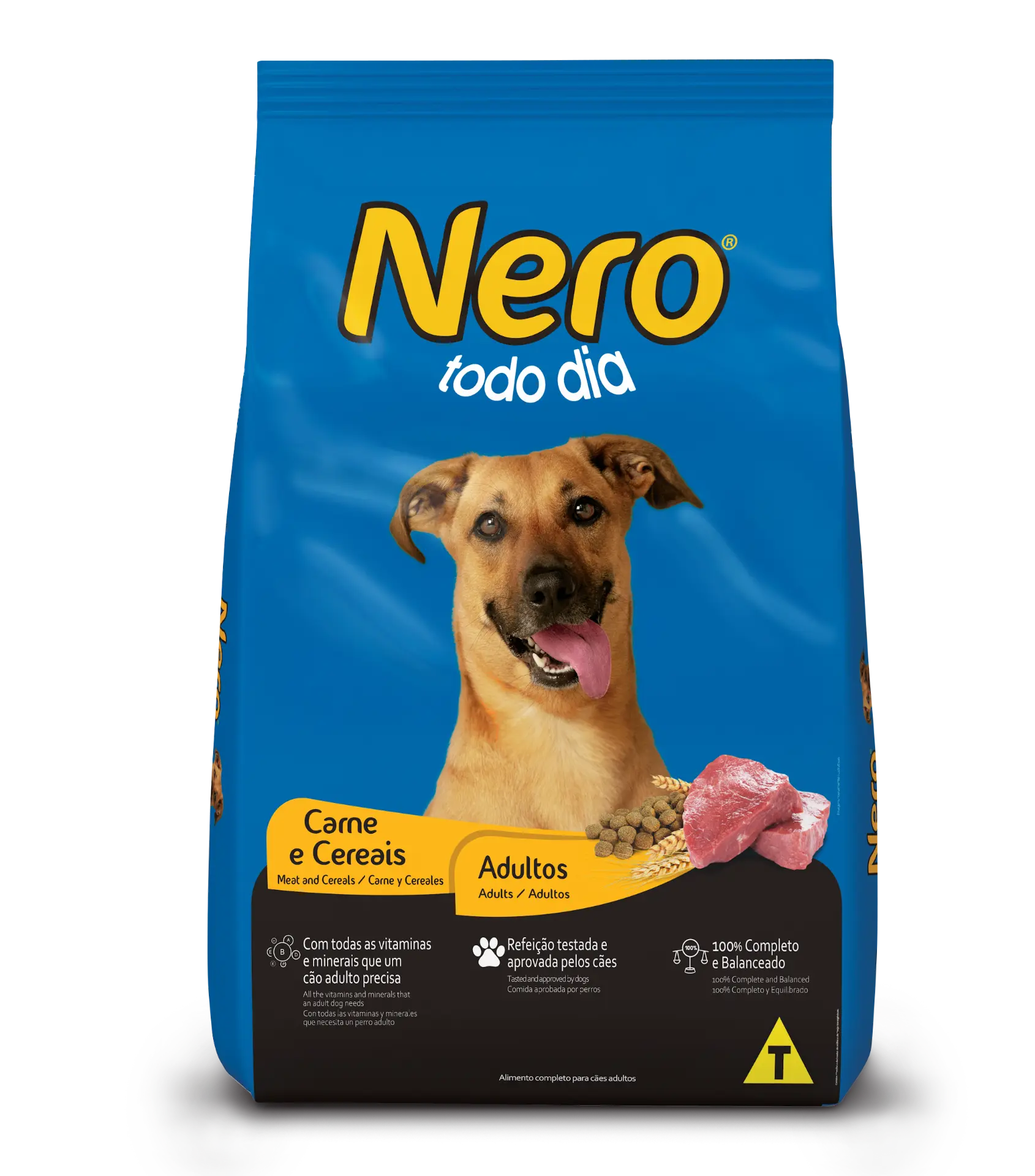 Embalagem Nero Todo Dia sabor carne e cereais para cães adultos